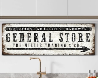 Personalized General Store Sign, Groceries Sign, Rustic Store Sign, Modern Farmhouse Wall Art, Personalized Family Mercantile Company