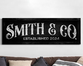 Personalized Family Name & Co Sign, Custom Family Last Name Wall Art, Established Date Wall Decor, Farmhouse Canvas Art, Housewarming Gifts