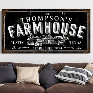 Custom Farmhouse Wall Art, Personalized Homestead Sign, Rustic Farm Wall Decor, Family Name Modern Farmhouse Canvas Print, Housewarming Gift