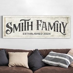 Personalisierte Familie Nachname Zeichen, benutzerdefinierte etablierte Wandkunst, moderne Bauernhaus Wand-Dekor, Familienname Leinwand Druck, Hochzeit Leinwand Kunst