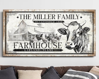 Custom Farmhouse Sign, Personalized Farm Wall Art, Rustic Homestead Barn Decor, Modern Farmhouse Canvas Art, Country Living Canvas Decor