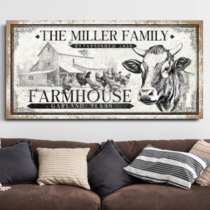 Custom Farmhouse Sign, Personalized Farm Wall Art, Rustic Homestead Barn Decor, Modern Farmhouse Canvas Art, Country Living Canvas Decor