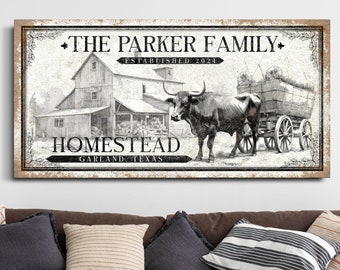 Personalized Homestead Sign, Custom Farmhouse Wall Art, Family Farm Home Decor, Rustic Farmstead Canvas Art, Farmhouse Canvas Print Gifts