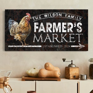 Custom Farmers Market Sign, Personalized Farmers Market Decor, Farmhouse Decor, Custom Family Name Sign, Vintage Farmhouse Wall Decor