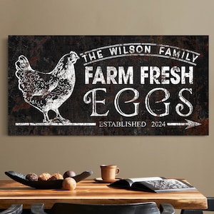 Custom Chicken Farm Sign, Custom Farm Fresh Chicken Eggs Sign, Personalized Farmers Market Sign, Chicken Coop Sign, Farmhouse Decor