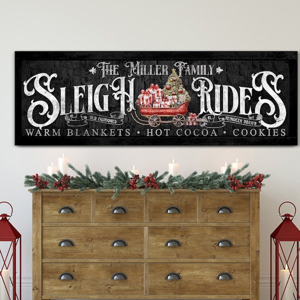 Personalized Sleigh Rides Sign, Rustic Christmas Decor, Personalized Christmas Sign, Sleigh Rides Sign Rustic Christmas Decor, Holiday Decor