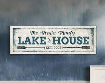 Custom Lake House Sign, Custom Lake House Decor, Family Lake Life Est Sign, Cottagecore Cabin Decor, Personalized Lake Life Sign