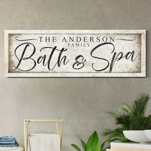 Custom Bath & Spa Sign, Personalized Bath House Canvas  Art, Bathroom Canvas Decor, Modern Farmhouse Wall Decor, Rustic Bathroom Decoration