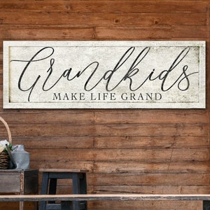 Grandkids Make Life Grand Sign, Gift for Grandparents, Grandchildren Make Life Grand, Grandparents Gift, Rustic Canvas Print