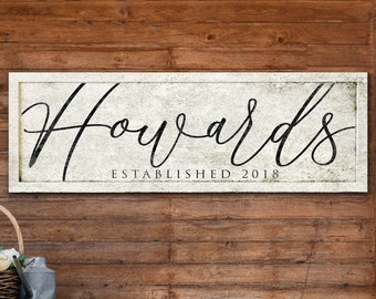 Personalized Last Name Sign, Established Sign, Family Name Gift, Personalized Wedding Last Name Sign, Wedding Date Gift, Canvas Print