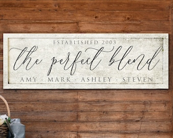 Personalized the Perfect Blend Family Sign, Perfect Blend Family Sign, Wedding Gift, Family Name Sign, Housewarming Gift, Established Sign
