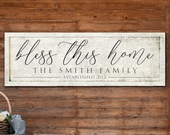 Bless This Home Sign Personalized, Established Family Sign, Personalized Family, Above Couch Decor, Realtor Gift Client, New Home Gift