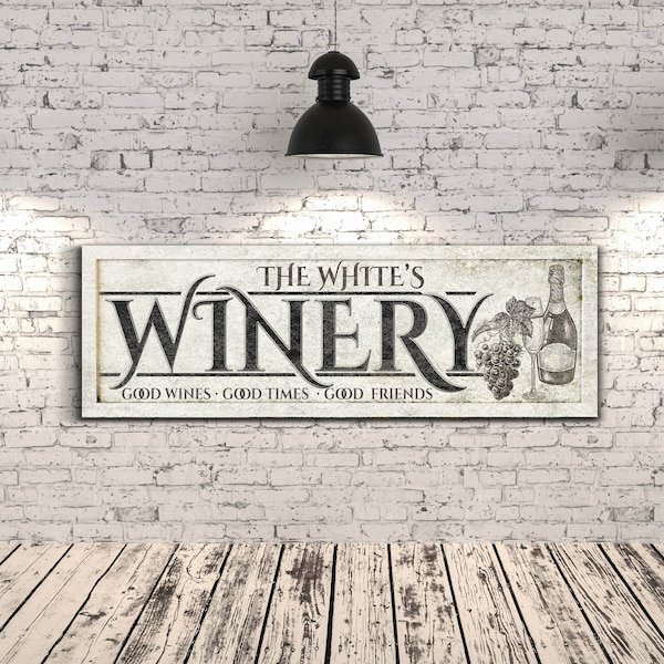 Personalized Winery Sign With Name, Wine Bar Wall Decor, Wine House Wall Art, Rustic Wine Room Decor Farmhouse Decor, Wine Bottle Canvas Art