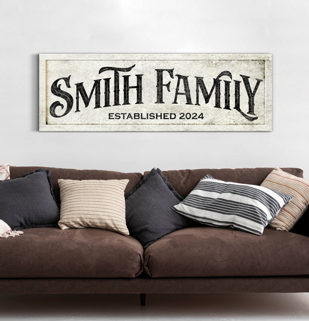 Personalized Family Last Name Sign, Custom Established Wall Art, Modern ...