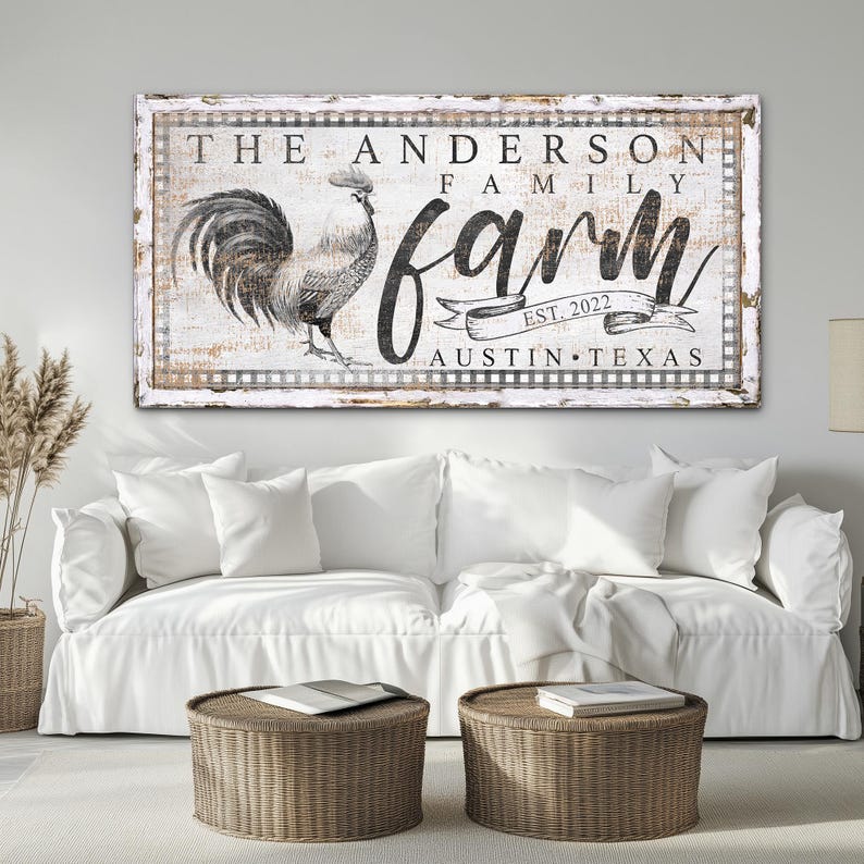 Personalized Family Farm Sign, Vintage Homestead Living Room Sign, Gift ...