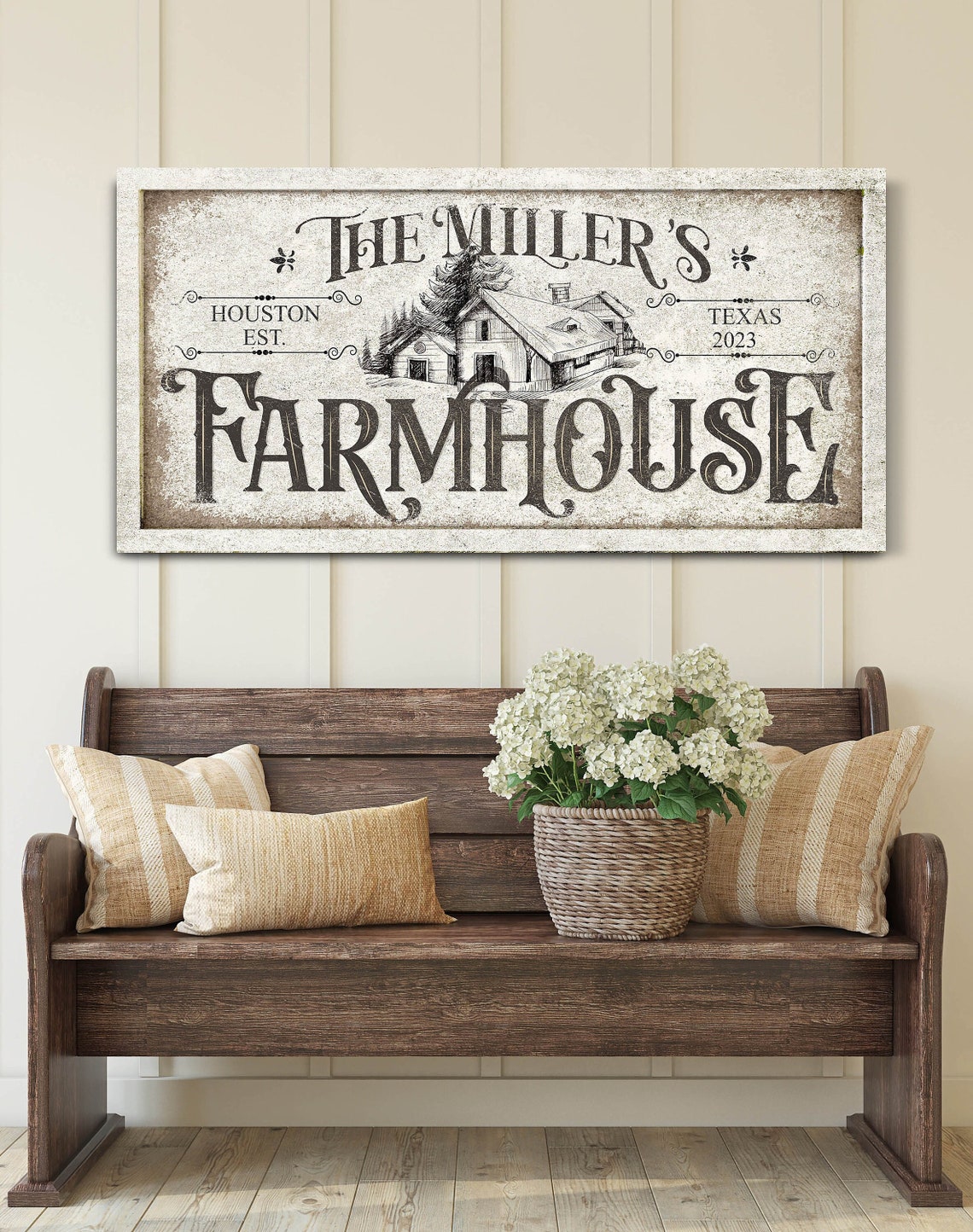 Personalized Farmhouse Canvas Art, Custom Family Name Canvas Decor ...
