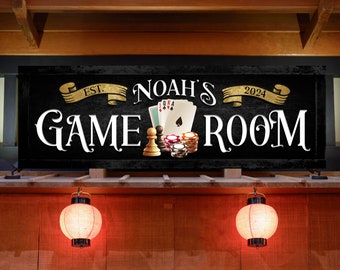 Anpassad spelrumsskylt, personlig skylt för efternamn, pokerschackrum, anpassad man cave-skylt, lantlig inredning, man cave-skylt