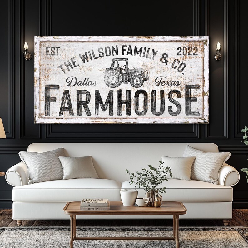 Personalized Farmhouse Sign, Family Name Sign, Vintage Farmstead Decor ...