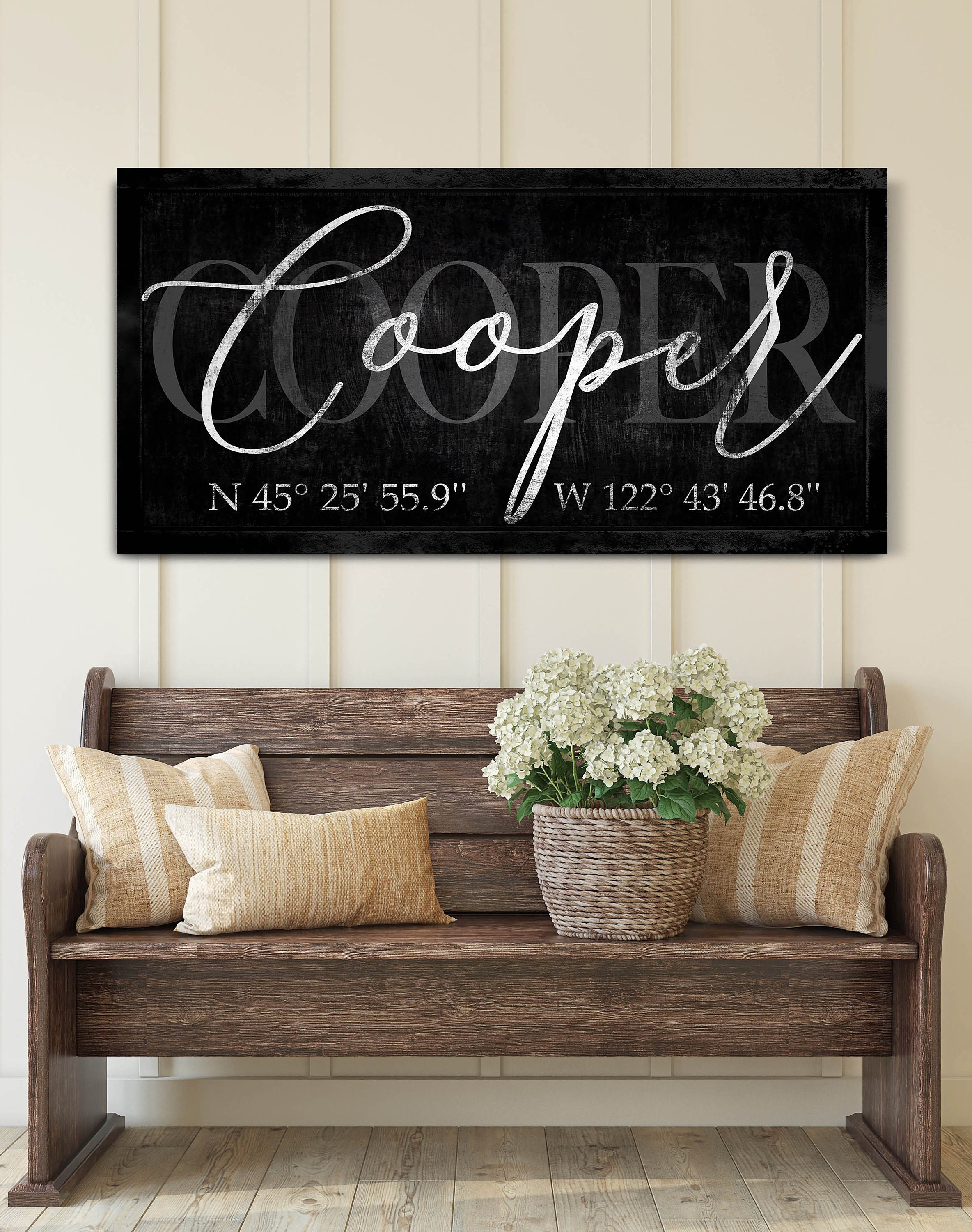 Personalized Coordinates Sign, Custom GPS Coordinates Wall Art With Names, Latitude Longitude Home Wall Decor, Modern Farmhouse Canvas Art