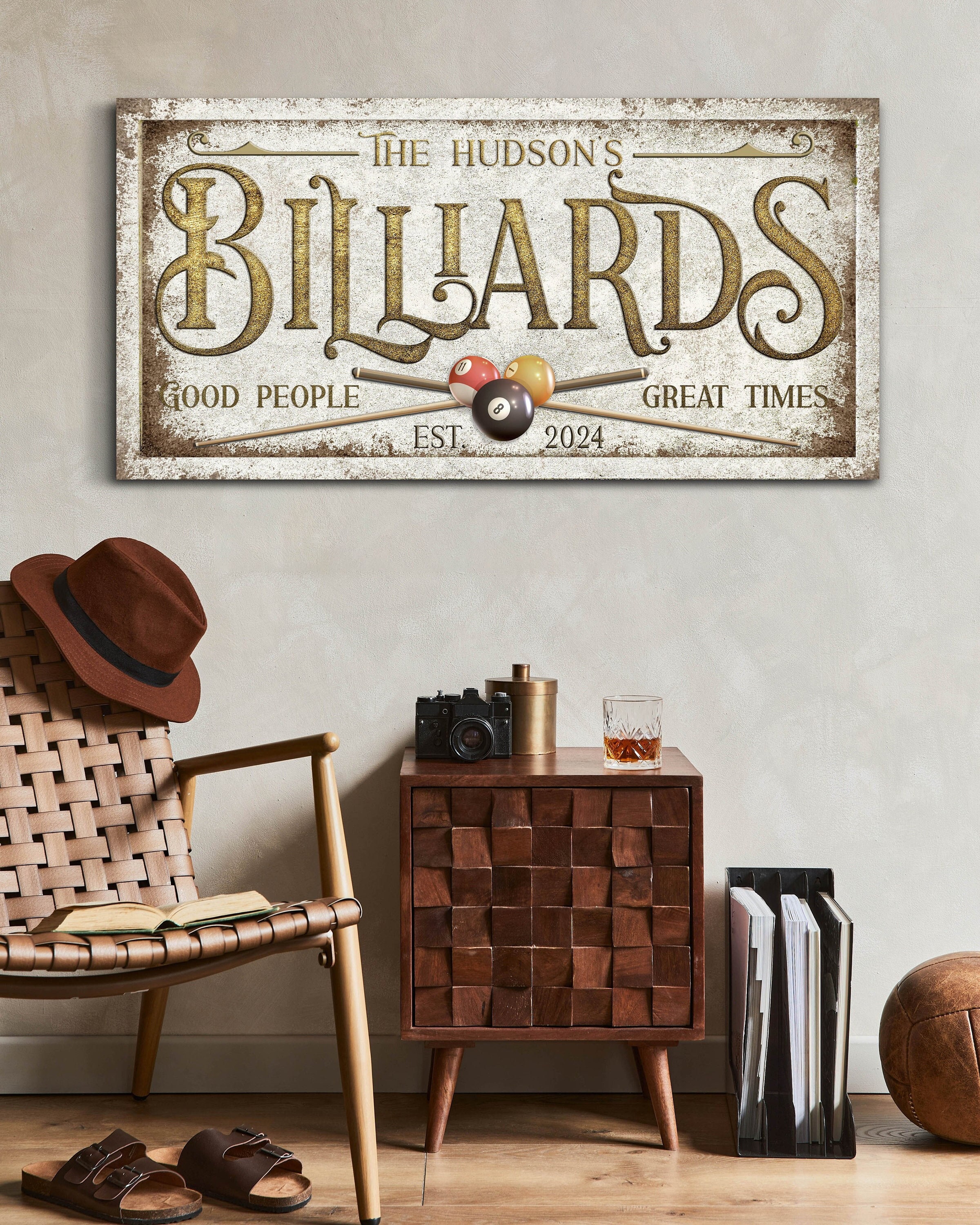 Custom Billiards Sign, Basement Man Cave Decor, Game Room Signs, Gifts for Him, Personalized Billiard Sign, Pool Hall Decor, Vintage Art