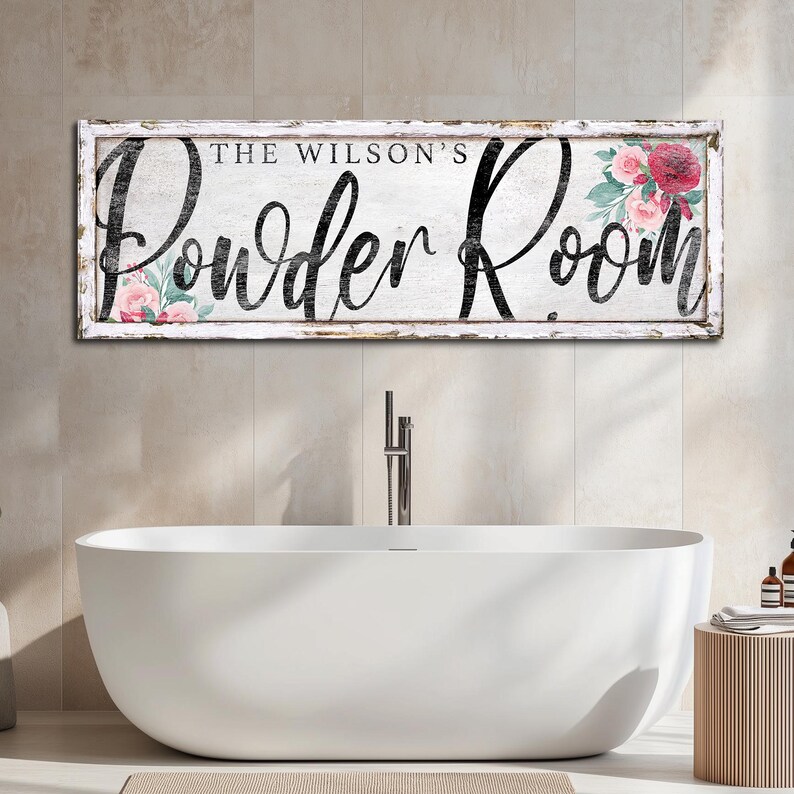Personalized Powder Room Sign, Vintage Vanity Room Sign, Custom ...