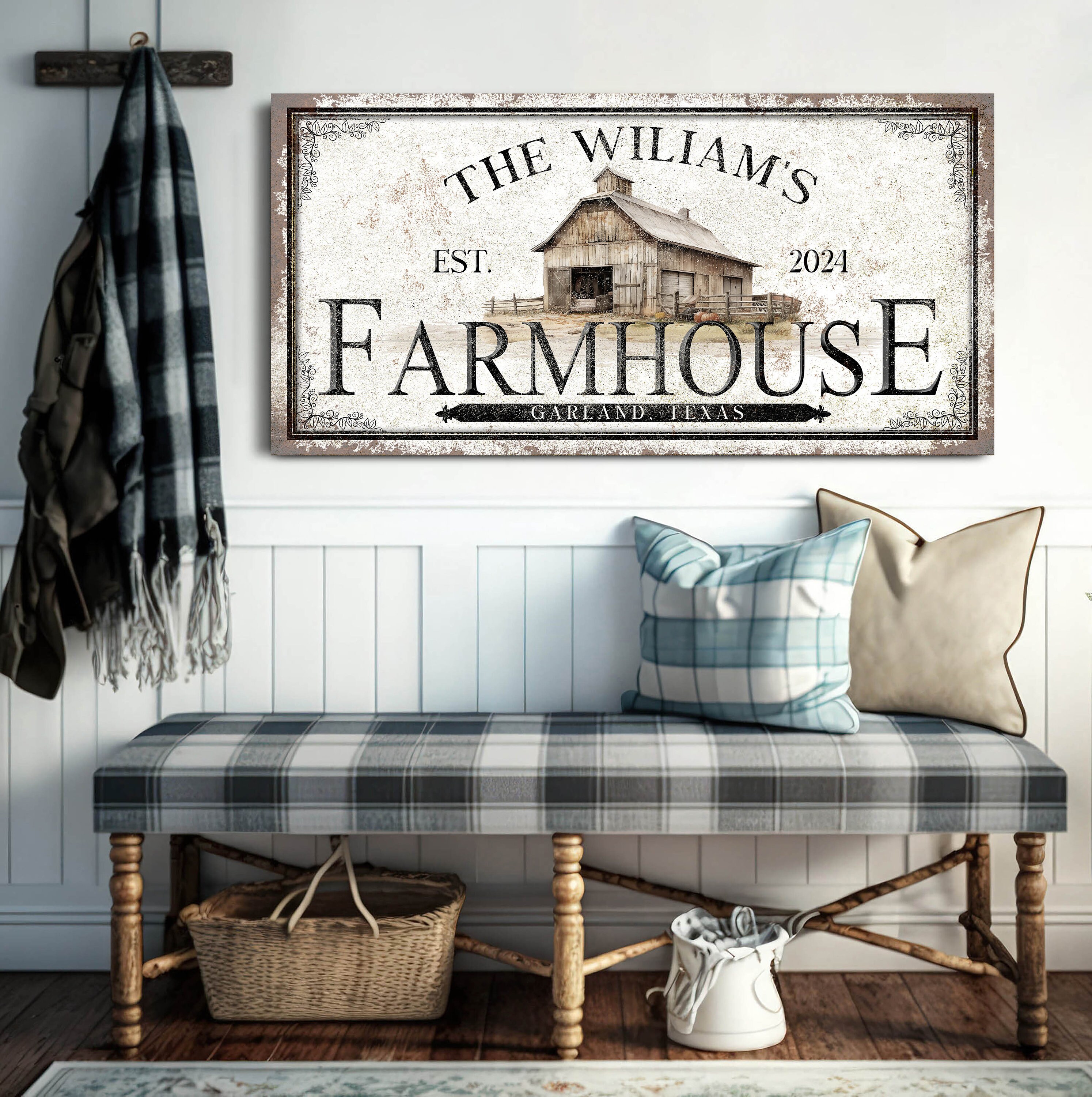 Personalized Farmhouse Sign, Custom Family Last Name Farm Wall Art