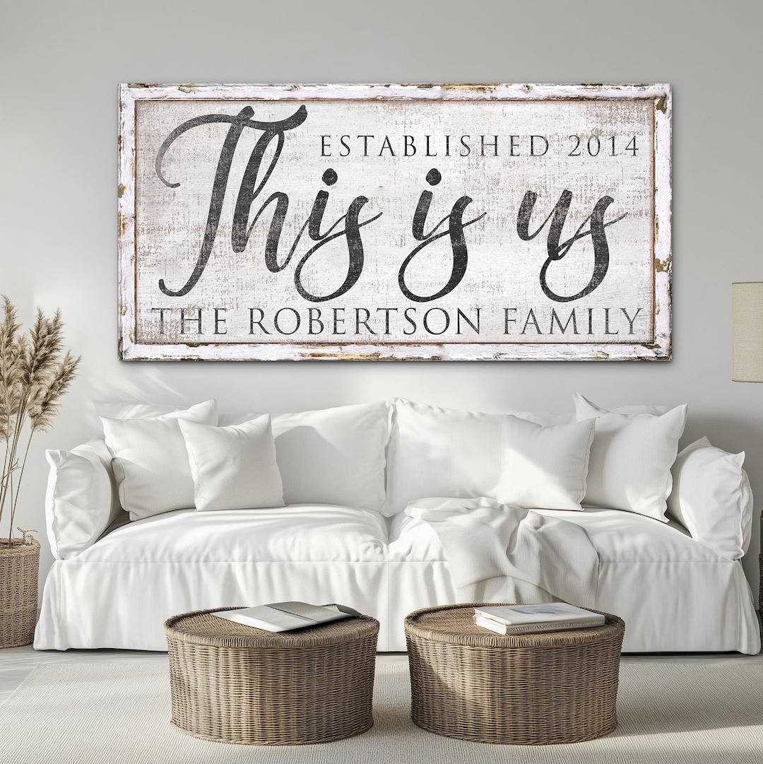 Customized This is Us Sign, Vintage Family Name Wall Art, Rustic Family ...