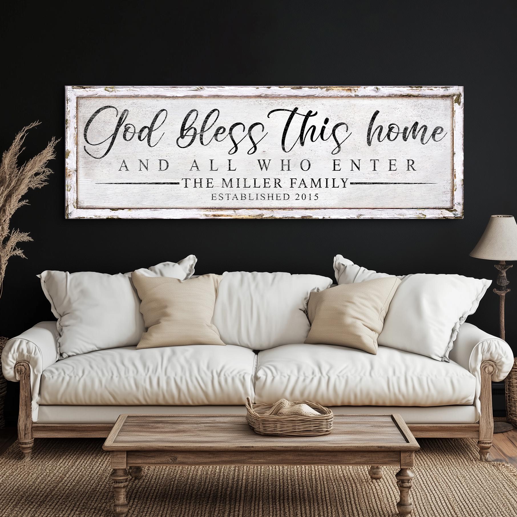 Bless This Home and All Who Enter Sign, Religious Sign, Canvas Print