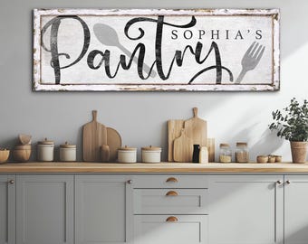 Personalized Pantry Sign, Custom Kitchen Wall Decor, Dining Room Wall Decor,  Pantry Decor, Vintage Farmhouse Kitchen Sign, Canvas Wall Art