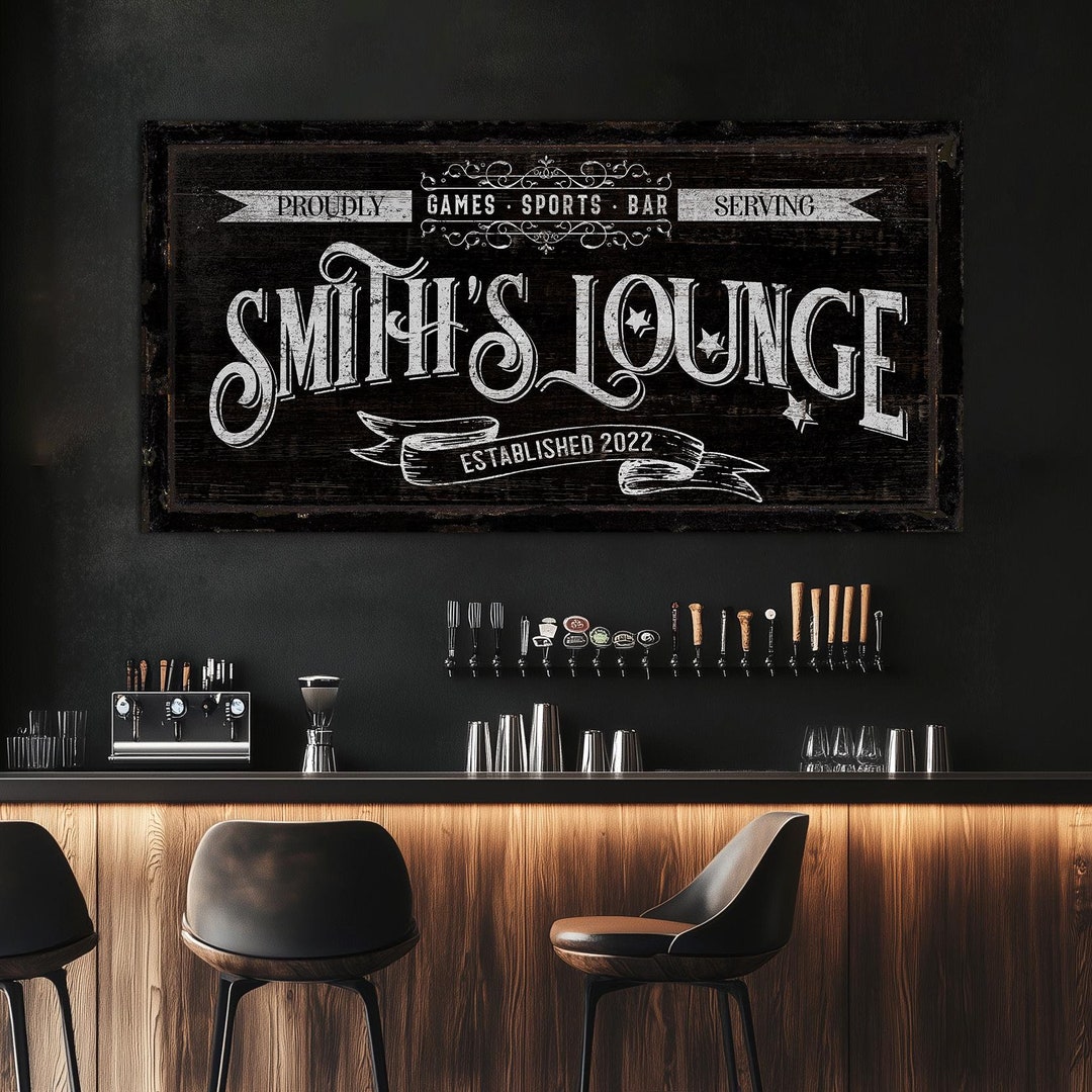 Personalized Your Name Lounge Sign, Game Room Decor, Custom Bar Sign ...