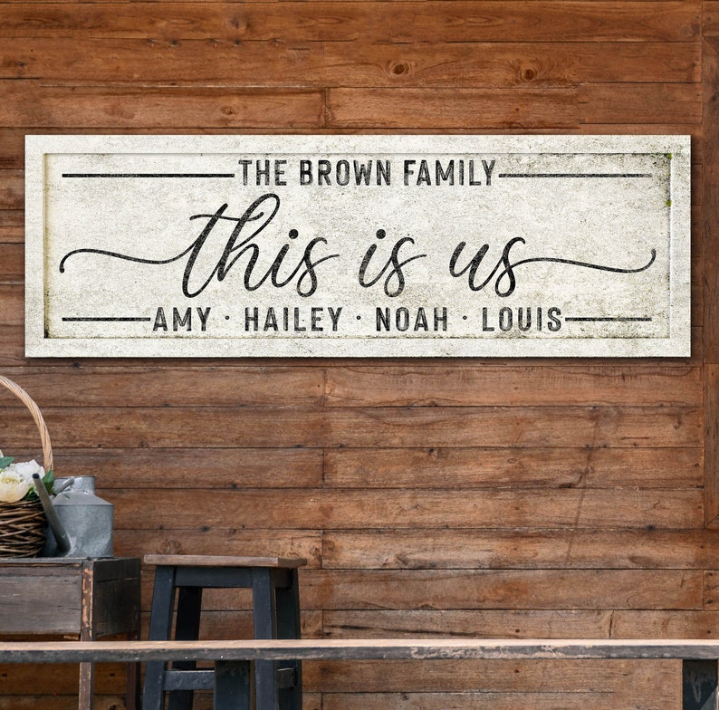 Personalized This is Us Sign With Family Names, Living Room Decor