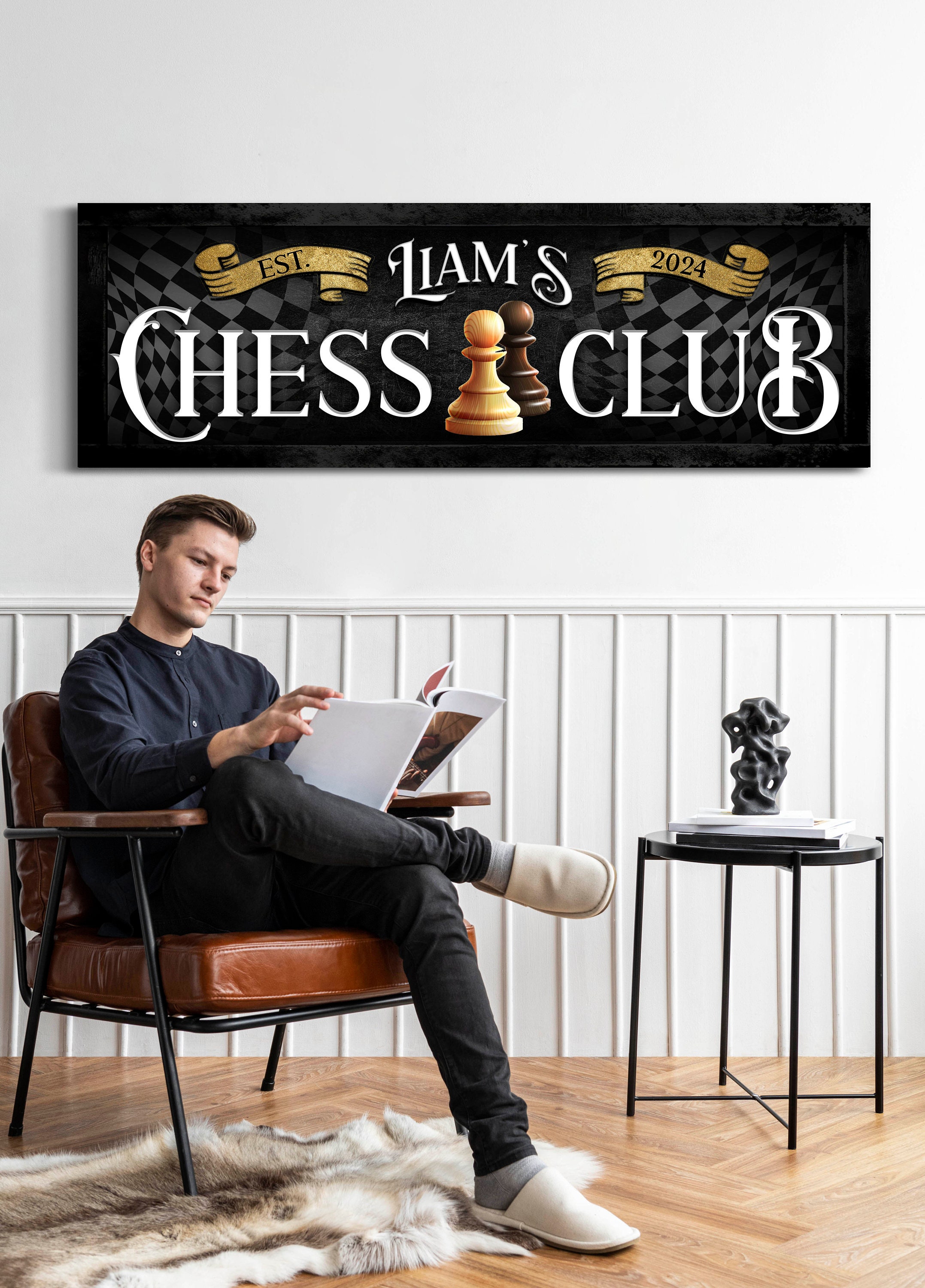 Personalized Chess Room Decor, Custom Chess Sign, Chess Game Decor ...