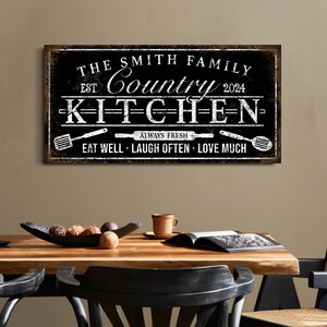 Personalized Country Kitchen Sign, Custom Western Kitchen Wall Art ...