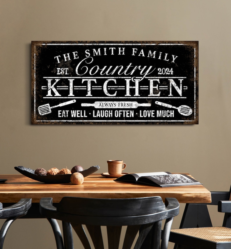 Personalized Country Kitchen Sign Custom Western Kitchen Wall Etsy