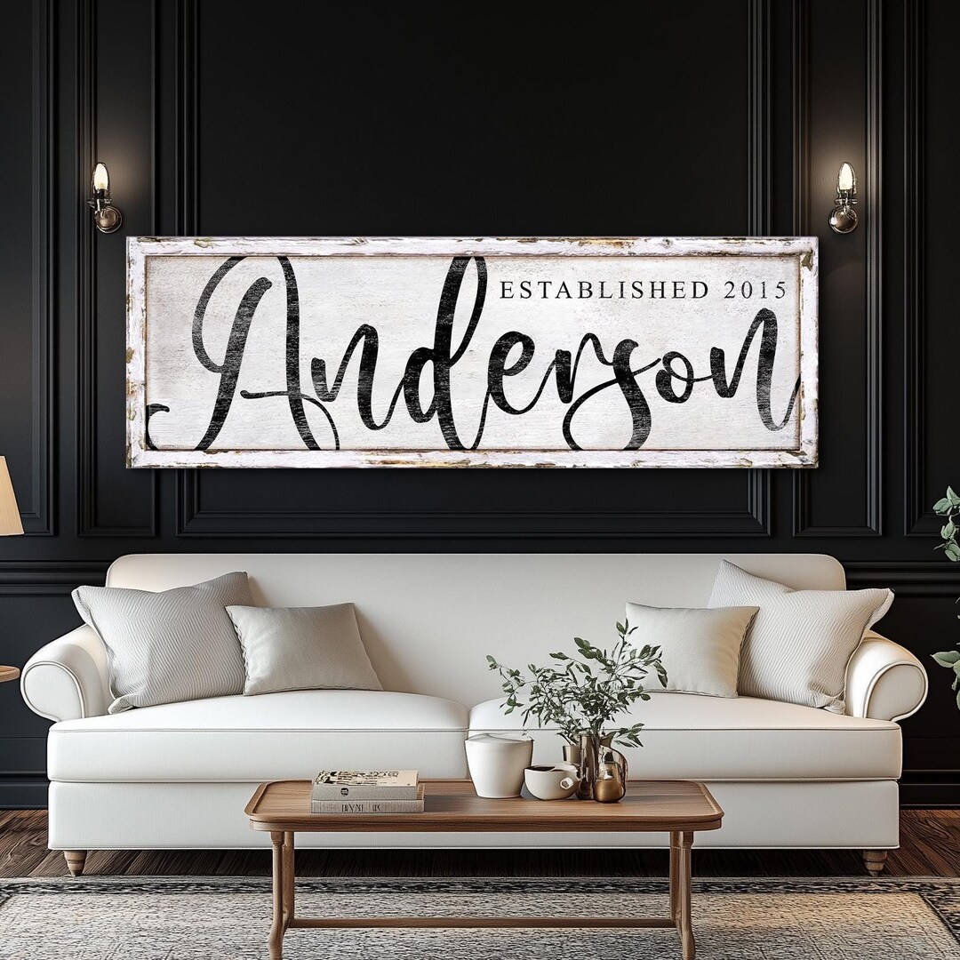 Custom Family Name Sign, Family Establish Sign, Rustic Livingroom Decor ...