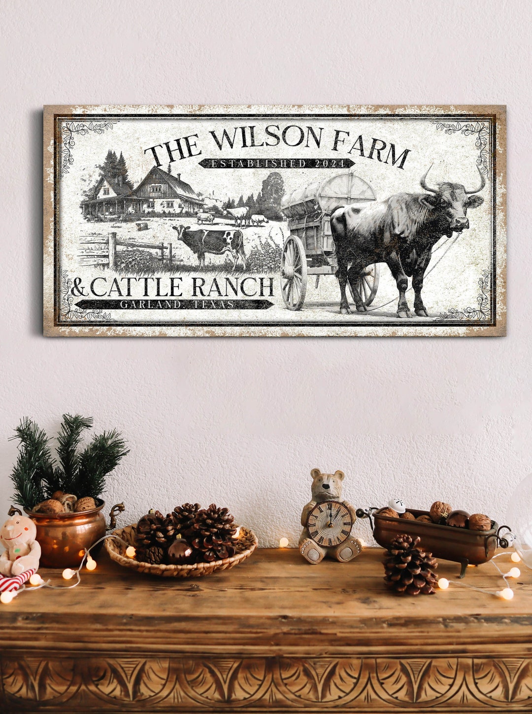Personalized Farm & Cattle Ranch Sign, Custom Family Name Farmhouse ...