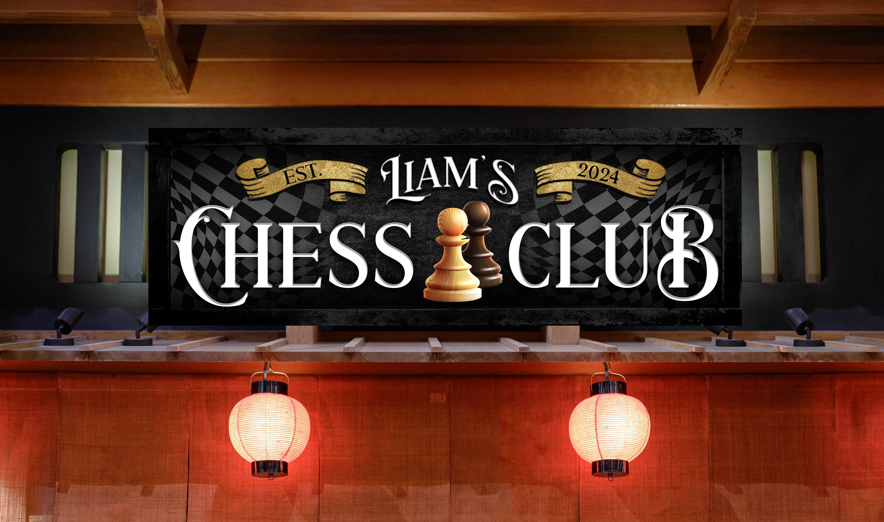 Personalized Chess Room Decor, Custom Chess Sign, Chess Game Decor ...