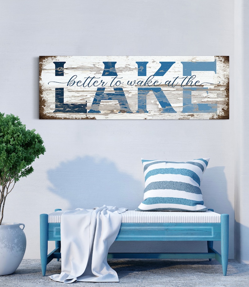 Better to Wake at the Lake Sign, Lake House Wall Art, Above the Bed ...