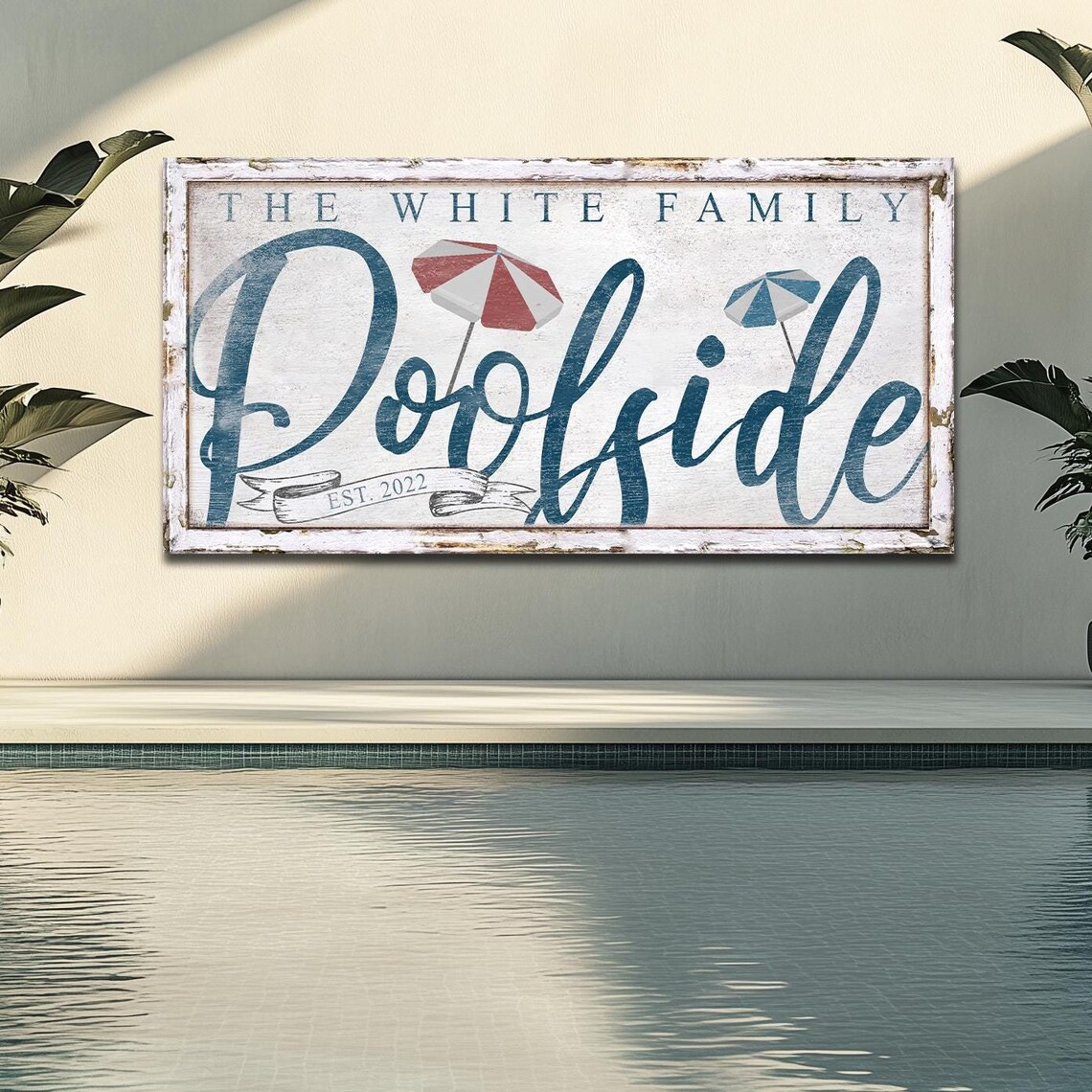 Custom Poolside Sign, Vintage Pool Bar Decor, Rustic Family Name Sign ...