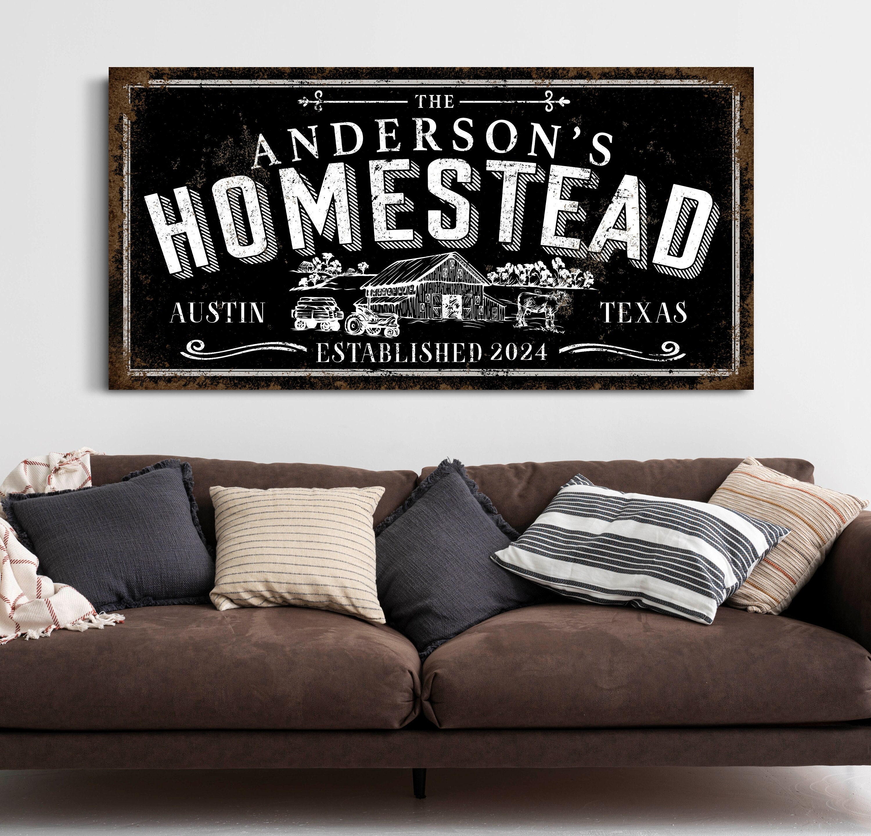 Homestead Sign Design Personalized Homestead Sign, Custom Farmhouse Decor, Rustic Homestead ...