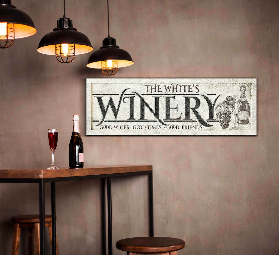 Personalized Winery Sign With Name, Wine Bar Wall Decor, Wine House