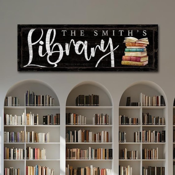 Personalized Library Sign, Reading Room Decor, Book Lover Gift, Book Club Decor, Gift For Teachers, Reading Corner Sign, Large Canvas Print