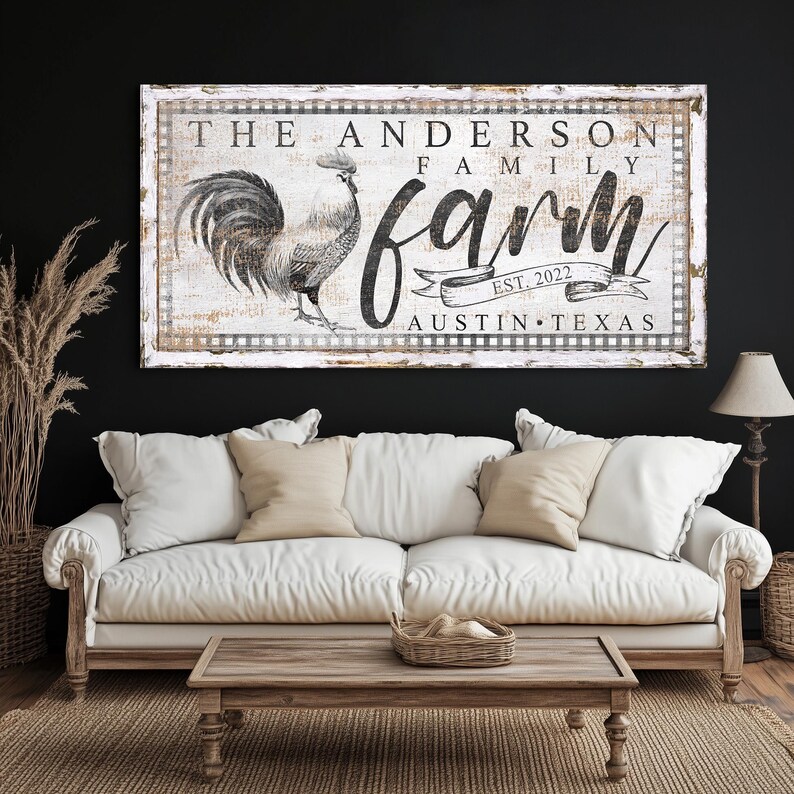 Personalized Family Farm Sign, Vintage Homestead Living Room Sign, Gift ...