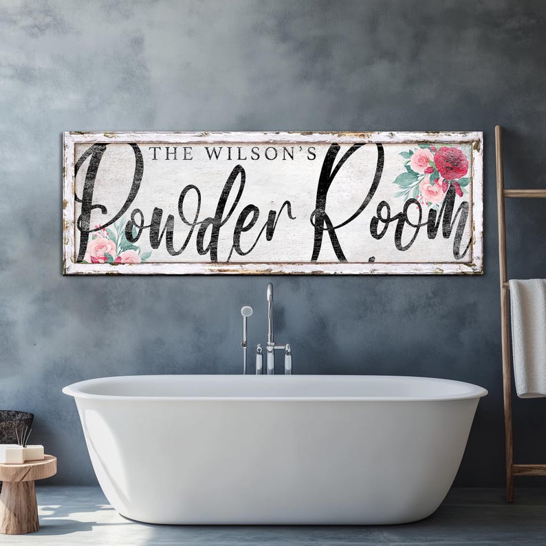 Personalized Powder Room Sign, Vintage Vanity Room Sign, Custom ...