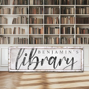 Custom Library Sign, Custom Name Sign, Library Decoration Reading Corner Sign, Book Worm Gift for Book Lover, Custom Large Canvas Sign
