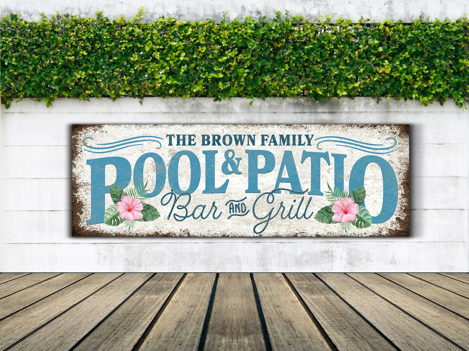 Personalized Pool & Patio Sign, Custom Bar and Grill Wall Art, Family ...