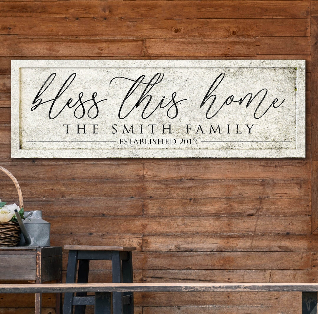 Bless This Home Sign Personalized, Established Family Sign ...