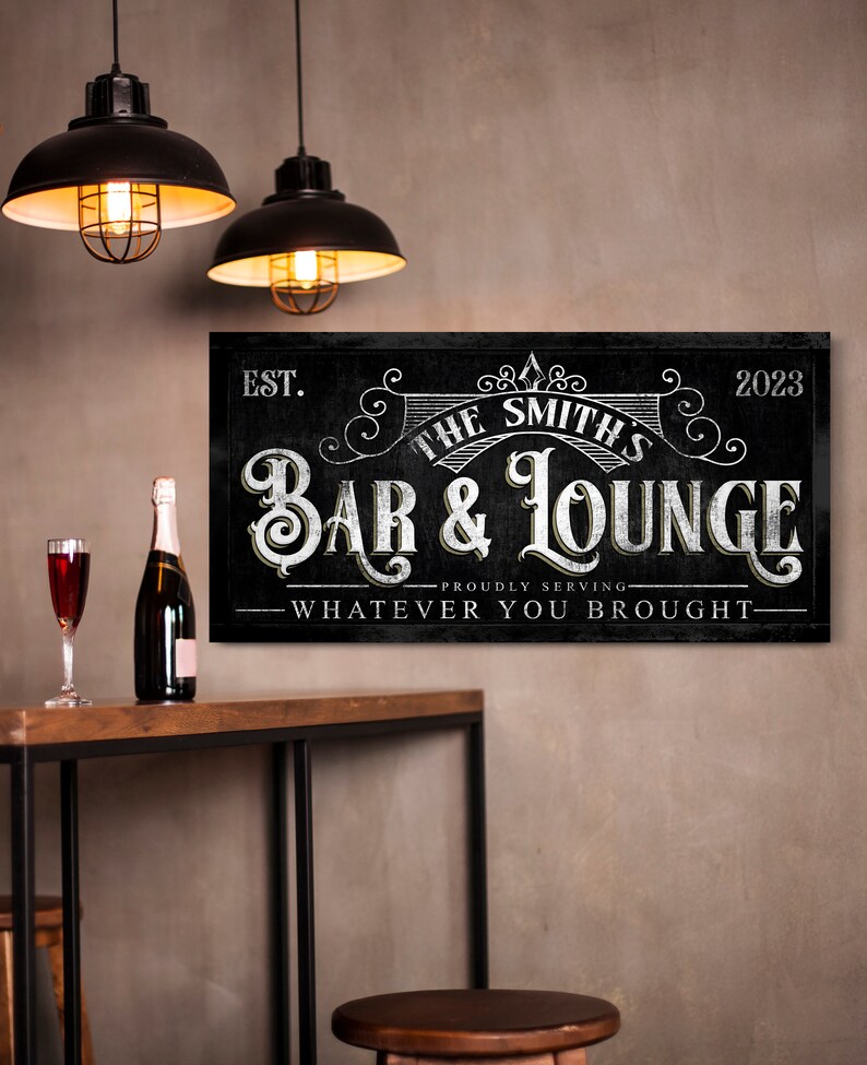 Custom Bar and Lounge Sign, Personalized Bar Canvas Art, Home Bar and Lounge Canvas Decor, Man