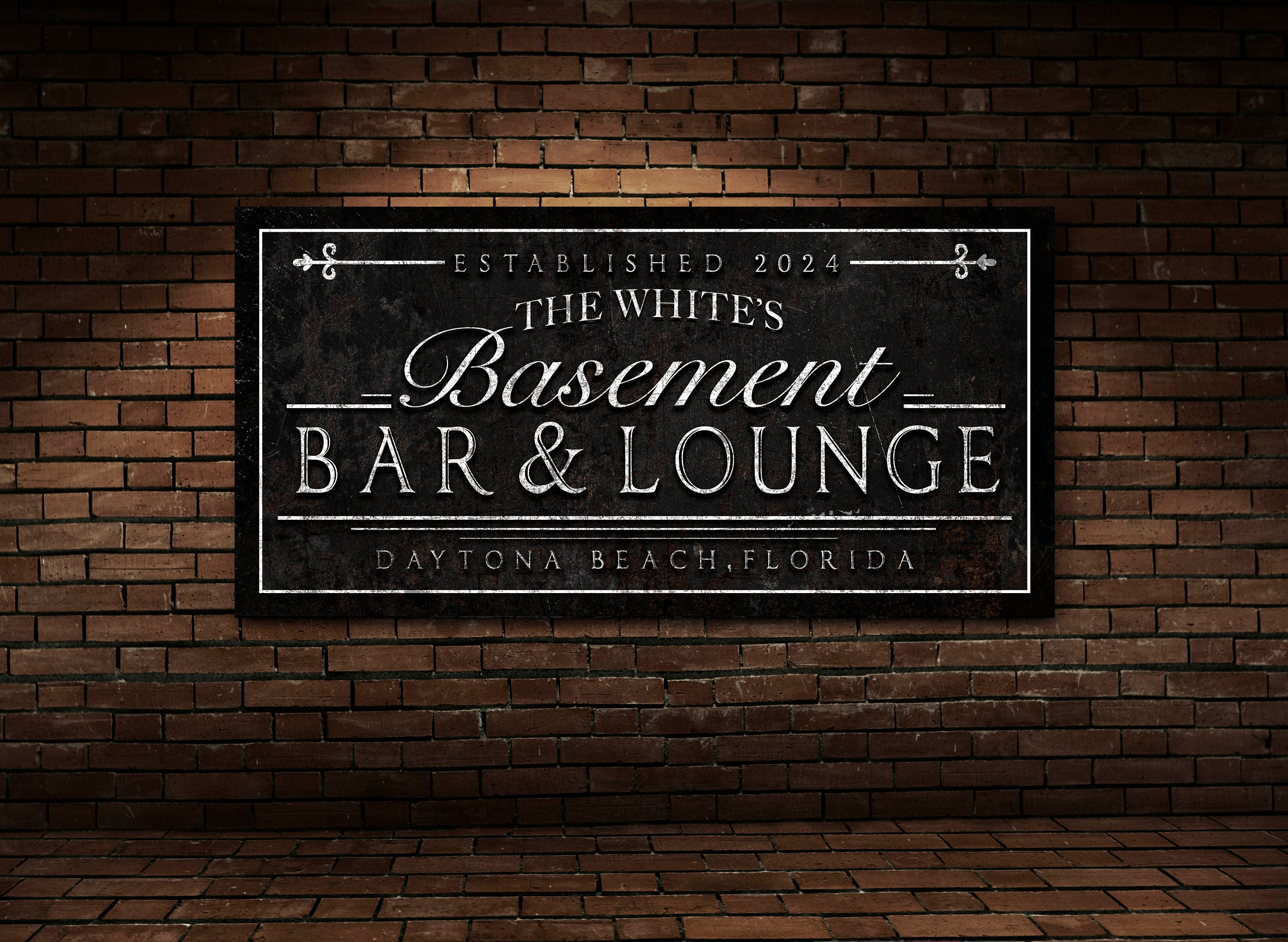 Personalized Basement Bar and Lounge Sign, Custom Last Name Bar Décor ...