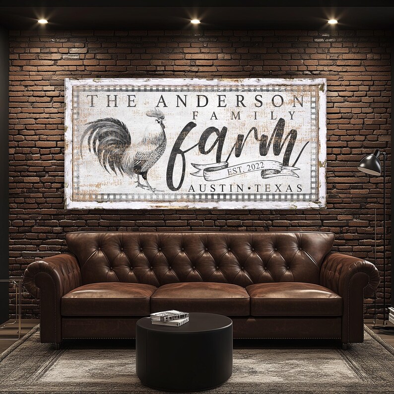 Personalized Family Farm Sign, Vintage Homestead Living Room Sign, Gift ...